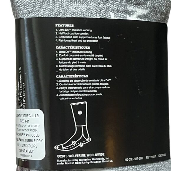 Harley-Davidson Heathered Gray All Weather Socks - 2 Pairs, Size M, NWT - Picture 5 of 6